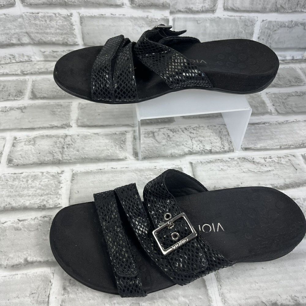 Vionic Skylar Orthaheel Women's Size 7 Black Slide Buckle Comfort Sandals - Picture 4 of 12